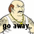 Pixelated cartoon character with bald head, red sideburns, gold chain, and white tank top displays three sequential expressions with overlaid text.