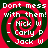 Four identical spiral-patterned icons with red and dark green concentric rings, each displaying white text reading "Dont mess with them!" followed by three names.