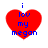 Red heart-shaped icon with blue text "i lov my megan" centered on white background.