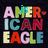 Pixelated text 'AMERICAN EAGLE' in multicolored block letters on black background, with animated changes to the wordwall.