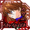 identical anime-style character icons with brown hair, blue collar, red and white striped background, and 'ASU ADVANCED' text