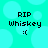 Pixelated text 'RIP Whiskey :(' on cyan background with light blue circles, two identical frames side-by-side.