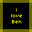 Yellow pixelated text 'i love Ben' on black background with yellow lines, two identical frames shown side-by-side