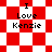 Red and white checkered background with "I Love Kenzie" text in black pixelated font across four distinct patterns