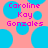 Pixelated text 'Caroline Kay Gonzales' in magenta on pink background with blue circles, static image.