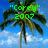 Pixelated palm tree against blue sky with white clouds, green text "Corey" "2007" on left, "wantschool to go slow this year" on right.