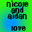 Green and blue gradient background with black text reading 'nicole and aidan' above 'love', repeated in a pattern
