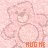 Pixelated pink-toned static icon featuring a cartoon character with large eyes and rounded features, accompanied by the text "HUG ME" at the bottom right.