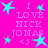 A static image with a bright pink background featuring repeated text and star symbols in cyan.