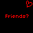 Red pixelated heart symbol above two identical red text phrases on black background.