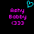 Pixelated text and symbols on black background with cyan heart above pink names.