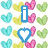 Pixelated icon with heart-patterned background, blue 'i' and heart symbol, green 'puppy!' text, and dog face at bottom.