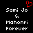 Black background with white pixelated text reading "Sami Jo & Mahonri Forever" and a red pixelated heart symbol above the text.