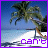 Pixelated beach scene with palm tree and ocean, text changes from 'can't' to 'wait', then 'until', finally 'summer'.