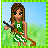 Pixel art buddy icon featuring a female field hockey player holding a stick, with text "field hockey girl" on the right side against a green background.