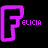 eight pixelated 'F' icons with the text 'ELICIA' in various colors on a black background, one gray placeholder