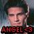 Pixelated close-up of a person with dark hair and light skin, red text overlay reading ANGEL <3 on black background