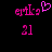 Pixelated pink text 'erika' with a heart symbol above the 'a', and '31' below, on black background; left side shows animated heart while right side is static.