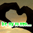 Pixelated image of a character with long dark hair and light skin, featuring green text reading 'be my to me...' at the bottom.