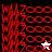 Red pixelated text and symbols on black, gray, white backgrounds with a cursor changing from star to filled shape.