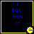Four identical with black backgrounds, yellow borders, blue text reading "I Eat You (=", and a yellow Pac-Man icon in the bottom-right corner of each