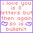 Pixelated text and heart icons in pink, purple, and blue on white background with purple border.
