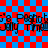 Red and blue checkered background with repeated text 'It's a Poghot's Jelly Time' in black and blue pixelated font, showing slight horizontal shifts between frames.