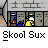 Animated contact sheet showing a pixel art character in a locker room with changing poses and text labels below each frame.