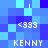 Pixelated blue background with white text elements arranged in a repeating pattern