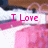 Animated pink text appears sequentially over a blurred background of pink and white shapes.