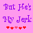 Pixelated purple text on pink background reads "Bat He's My Jerk" with red heart symbols below, two identical versions side-by-side.