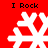Red background with four white snowflake icons arranged in a , each labeled "I Rock" above or below