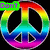 Rainbow-colored peace sign icons with text overlays: 'Don't' in green, 'Hate.' in blue, and 'Appreciate' in orange, displayed on a black background.