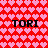Red background with repeating pink heart pattern and four instances of black text reading TORI in pixelated font.