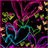 Animated heart shapes in various colors and styles on a black background with green and yellow accents.