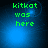 Green pixelated text 'kittkat was here' on a blue gradient background with shifting light effects.