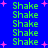 Blue background with repeated green "Shake" text and pink star shapes scattered across the image.