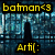 Batman-themed buddy icon with yellow text and silhouettes against a blue background