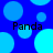 Blue background with light blue circles and four instances of the word "Panda" in black text.