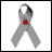 Static pixelated icon of a gray ribbon with red center on white background, likely representing an awareness symbol.
