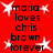 Red background with white starbursts and black text reading 'maria loves chris brown forever' repeated twice in a