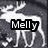 A static icon featuring a white moose silhouette on dark gray background with small hearts, labeled 'Melly' and 'Moos', no animation.