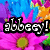 Pixelated floral background with pink daisies, blue and orange accents, and black text reading 'abbey!' in the top-left corner.