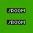 Green background with repeated pixelated text 'VROOM' in white and purple, arranged in a pattern across the image