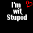 Black background with white pixelated text reading 'I'm wit Stupid' and a red pixelated heart symbol above the text on the left side.