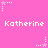 Pink background with repeated white text 'Katherine' and animated star icons in four corners, each changing from pink to white stars.