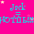 A bright pink background with repeated cyan text 'Jack' and 'hotly bish' in a pattern, surrounded by small yellow stars