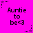 Bright pink background with repeated text 'Auntie to be<3' and small star icons in black, purple, and white.