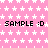 Pink background with white star pattern and repeated black text "SAMPLE :D" in pixelated font.