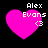 Four identical pixelated pink hearts with white text "Alex Evons" and a small heart symbol on black background, displayed in two of two